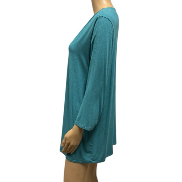 J Jill Wearever Collection V Neck Tunic Top Turquoise 3 Quarter Sleeve Womens L - Picture 4 of 11